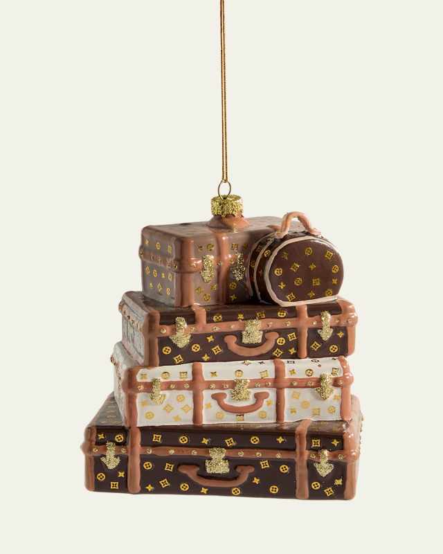 Stacked Luxury Luggage Christmas Ornament